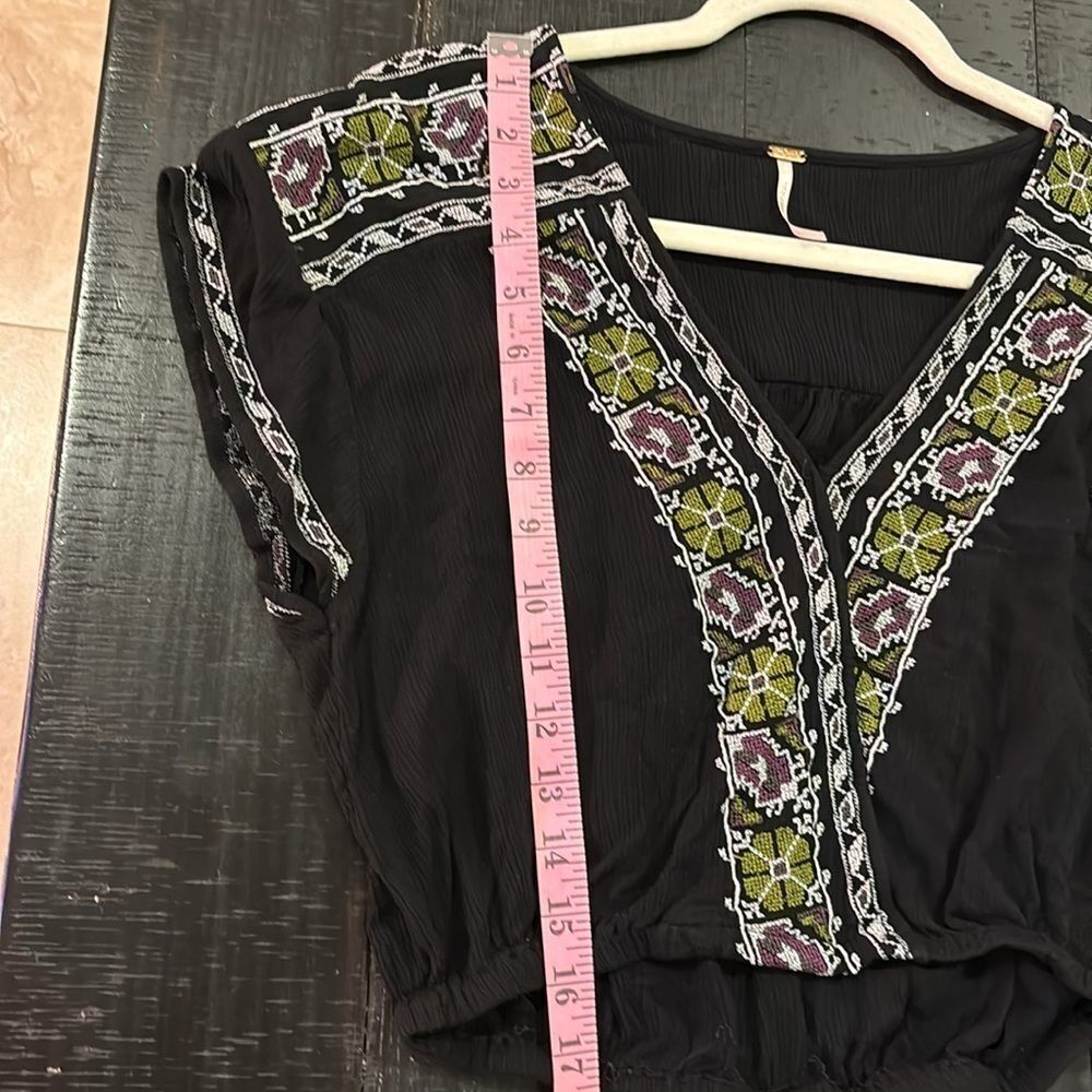 Free People Luca Embroidered Top XS Boho Cropped​​​​​​​ - Picture 9 of 10